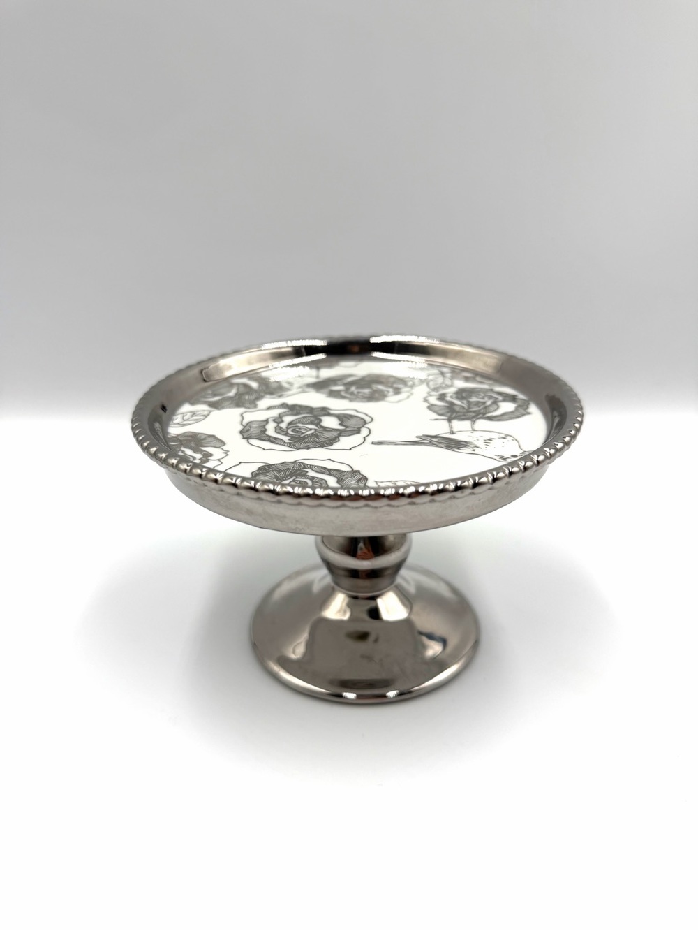 10 Strawberry Street Floral Bird Pedestal Trinket Dish